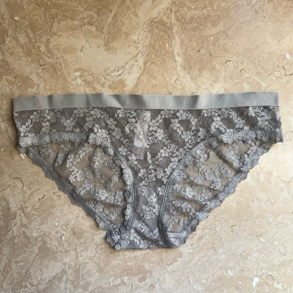 Gilligan by Gilligan & O’Malley Grey Lace Panty Brief Large 12 14 NWOT